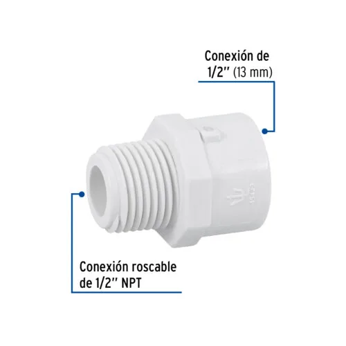 Adaptador macho de PVC de 1/2", Foset - Imagen 2