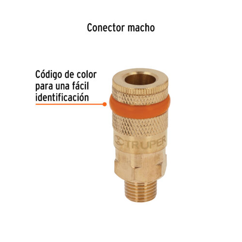 Cople de latón, cuerda 1/4 NPT, macho, Truper - Imagen 2