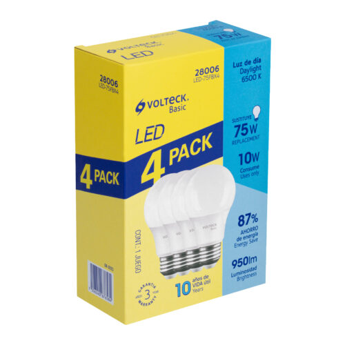 Pack de 4 l?mparas LED A19 10 W (equiv. 75 W), luz de d?a