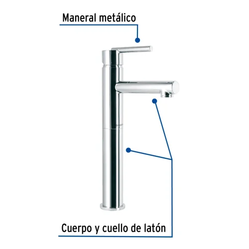 Monomando alto cromo para lavabo, Foset Element - Imagen 2