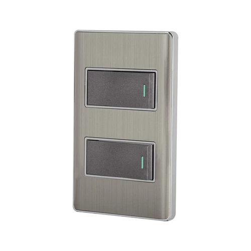 Placa Armada Acero Inox Con 2 Interruptores 1 Mod
