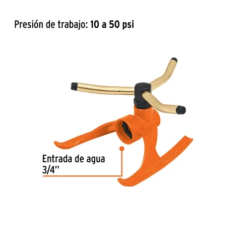 Aspersor Base Metalica, Chorro Continuo, Brazos D