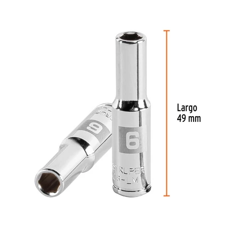 Dado Largo Cuadro 1/4 De 6 Puntas De 6Mm