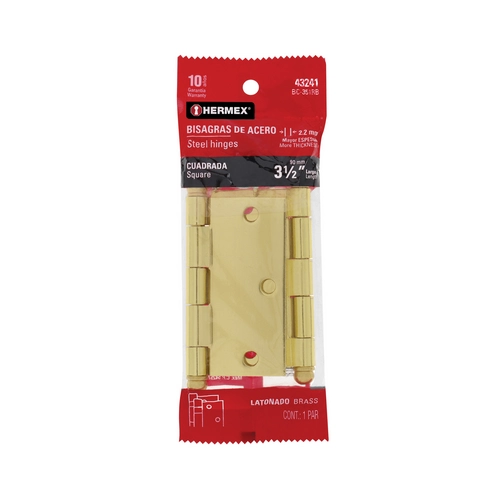 Bisagra Acero Latonado Cuadrada 3-1/2", Cab.Redon