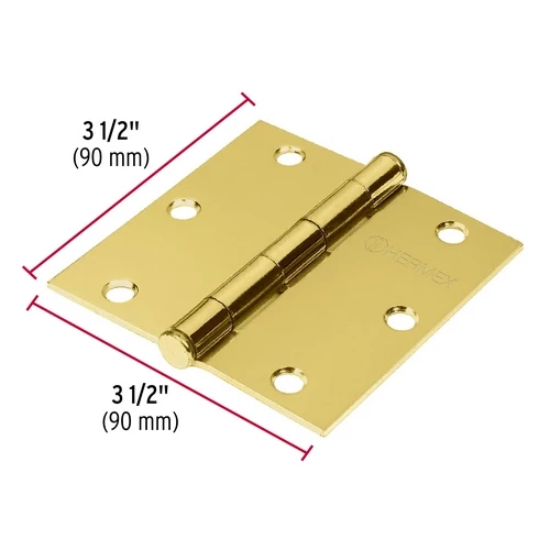 Bisagra Acero Latonado Cuadrada, 3-1/2", Cab.Plan