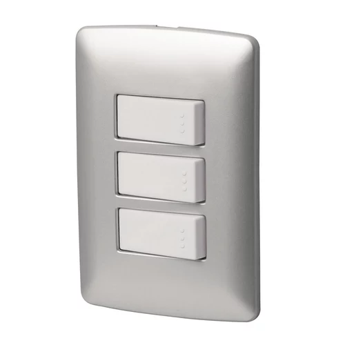 Placa Armada 2 Interruptores Sencillos Y Escalera, Plata