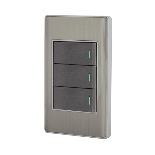 Placa Armada Acero Inox 3 Interruptores 1 Modulo Lisboa