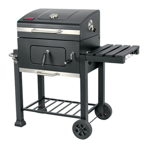 Asador de carb?n de 24" con tapa, negro, FIERO