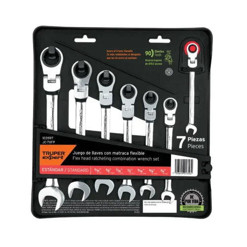 Juego de 7 llaves combinadas std con matraca flexible