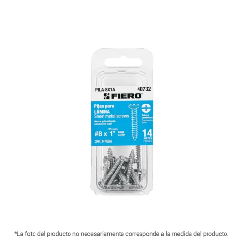 Bl?ster con 6 pijas para l?mina, #12 x 1-1/2', FIERO