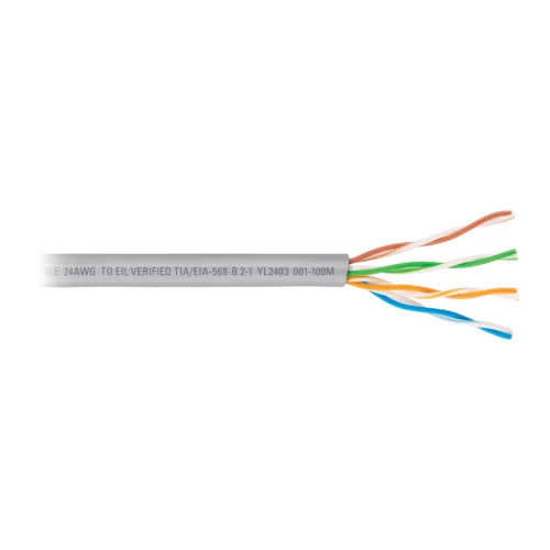 Metro de cable UTP CAT5E, Bobina de 100m, gris, VOLTECK